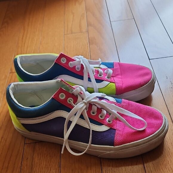 Vans Colorful Canvas Sneakers with White Laces- Women's Size 9 /Men's Size 7 - Picture 3 of 5